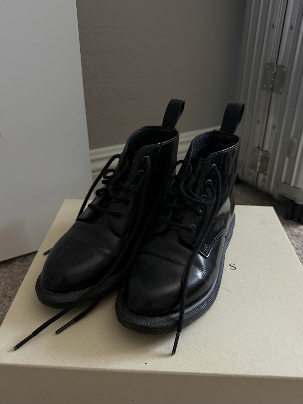 Dr. Martens Women's Black Leather Lace-Up Combat Boots